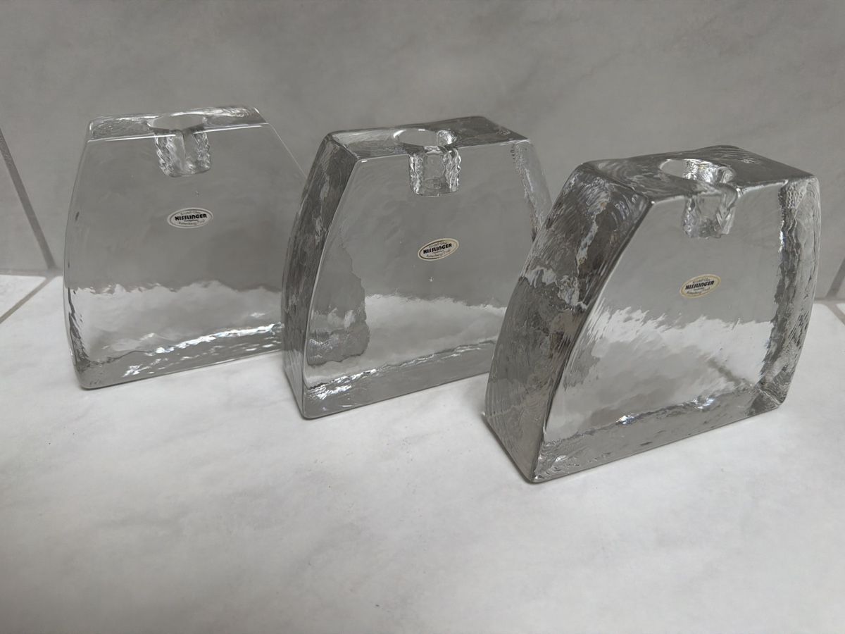 Portacandele: 3 Kerzenhalter aus massivem Kristallglas. – Usato da Biberist venduto da Momo33