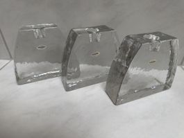 3 Kerzenhalter aus massivem Kristallglas.