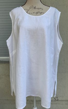 Superbe top débardeur blanc 100% pur lin grande taille t.54