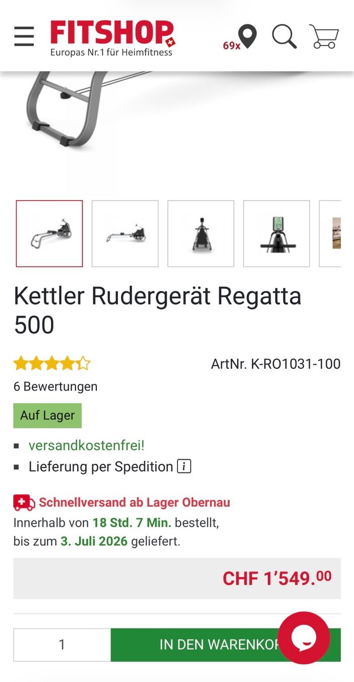 Kettler Hometrainer: Kettler Rudergerät Regatta 500 – Usato da St. Urban venduto da pet_k296 1