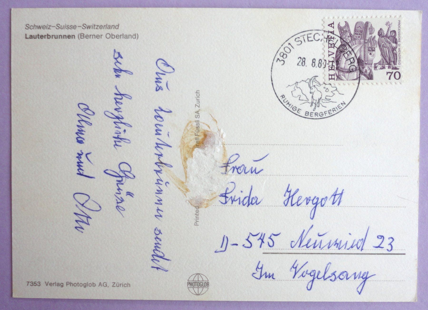 Cartoline postali: Lauterbrunnen (B.O.) – Difettoso da Fétigny venduto da Billy2miny 1