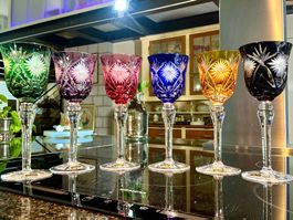 6 VINTAGE GROSSE BLEIKRISTALL RÖMER WEINGLÄSER FRANCE,70-ER