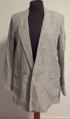Schicker Leinenblazer, Gr. S, blau weiss gestreift