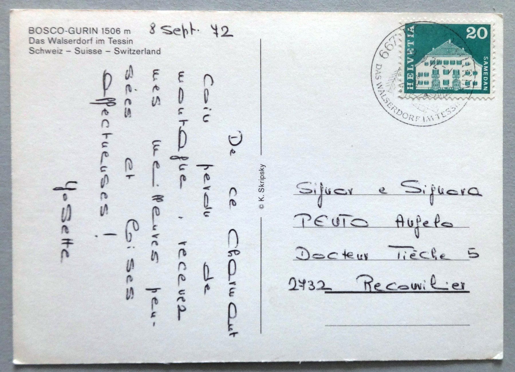 Cartes postales: Bosco-Gurin 1506 m – D'occasion à Fétigny par Billy2miny 1