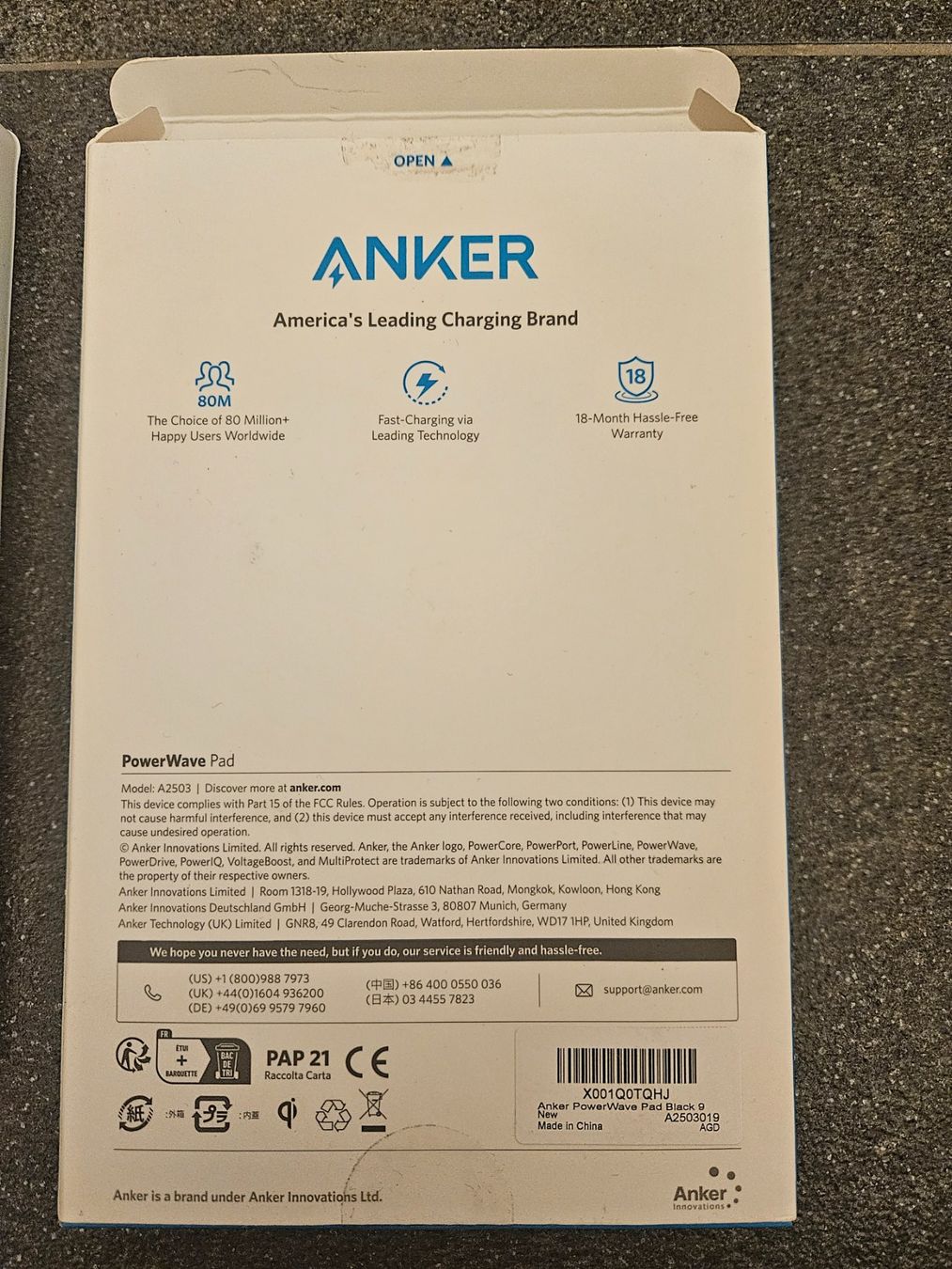 Caricabatterie: Anker PowerWave Pad Model A2503 - wireless charging – Usato da Zürich venduto da Rivkah 2