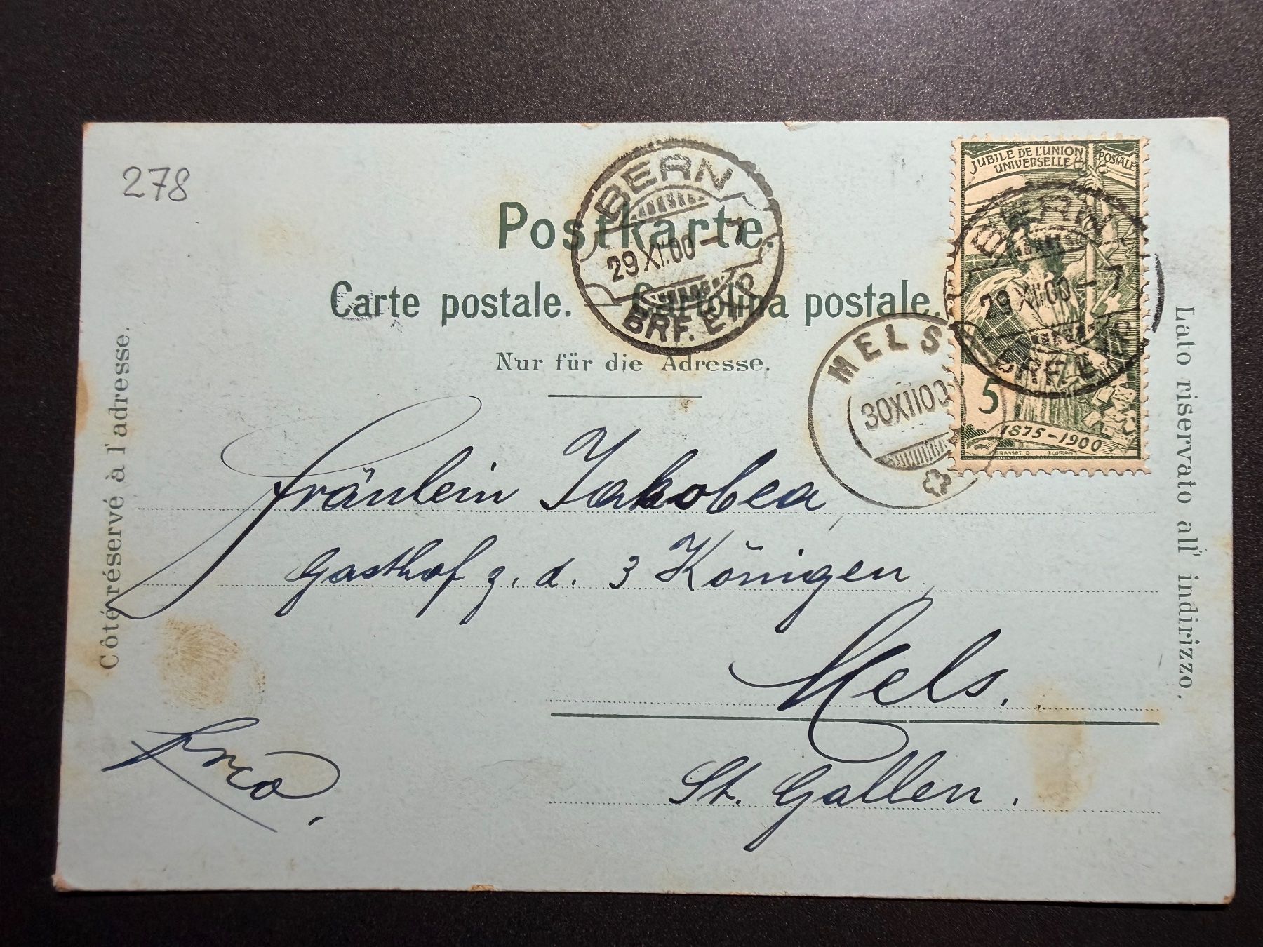 Cartoline postali: Litho AK  Lorrain Bern, gel 1900 – Usato da untervaz venduto da Wingert 1