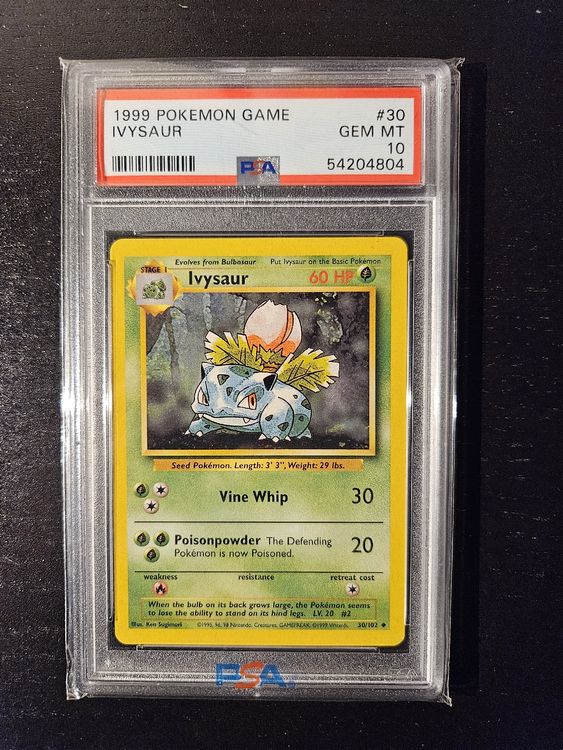 PSA 10 Ivysaur Base Set ENG 30/102 Pokemon (Neu (gemäss Beschreibung ...