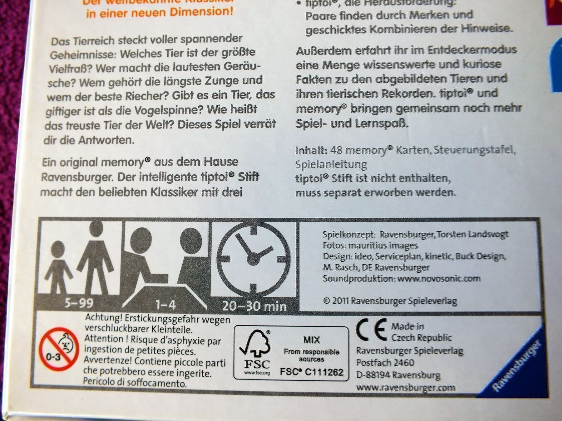 Ravensburger Giochi: tiptoi Memory - Rekorde im Tierreich – Usato da Müllheim Dorf venduto da Seeeule01 8