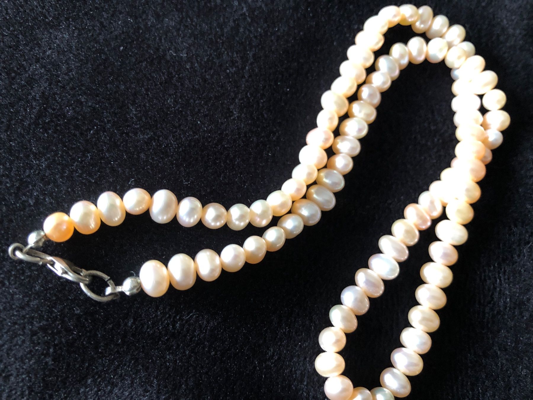 Fein Ketten: Echt Perlenkette Collier Perlen  mit Silber Verschluss925 – Gebraucht aus Läufelfingen von Original100 3