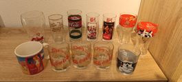 12 Coca-Cola Gläser Sammlung, seltene Motive