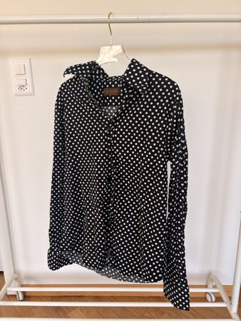 Herren Hemd Polkadots schwarz weiss gepunktet