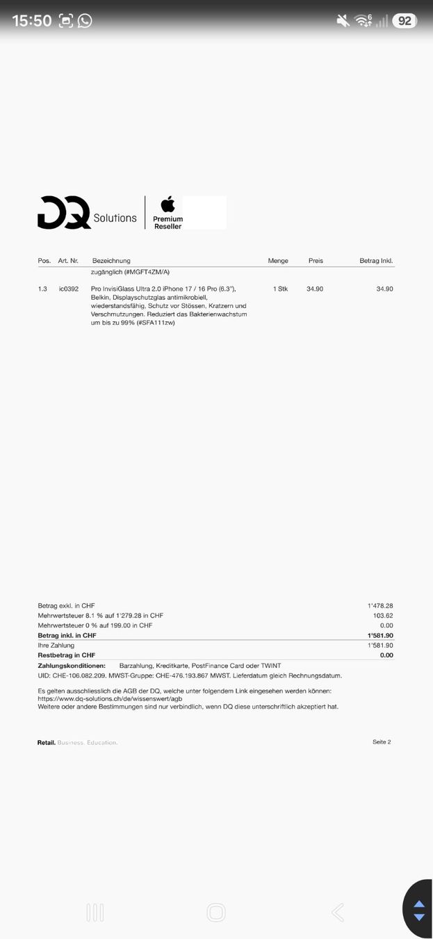 Apple Handys / Smartphones: Iphone 17 pro 512GB Silber, Dual Sim – Neu (gemäss Beschreibung) aus Wiesendangen von Thana01 7