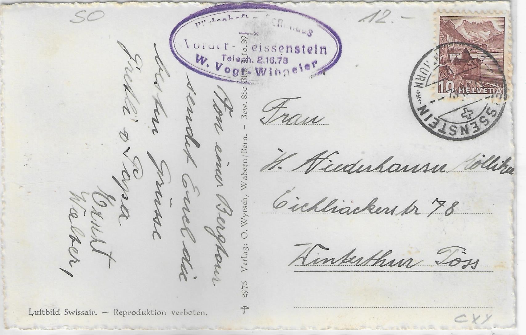 Cartoline postali: Flugaufnahme Weissenstein ob Solothurn – Usato da Ettingen venduto da Kartenplanet 1