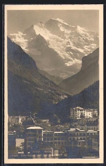 Cartes postales: AK Interlaken, Hotel mit Jungfrau – D'occasion à Berlin par bartko-reher