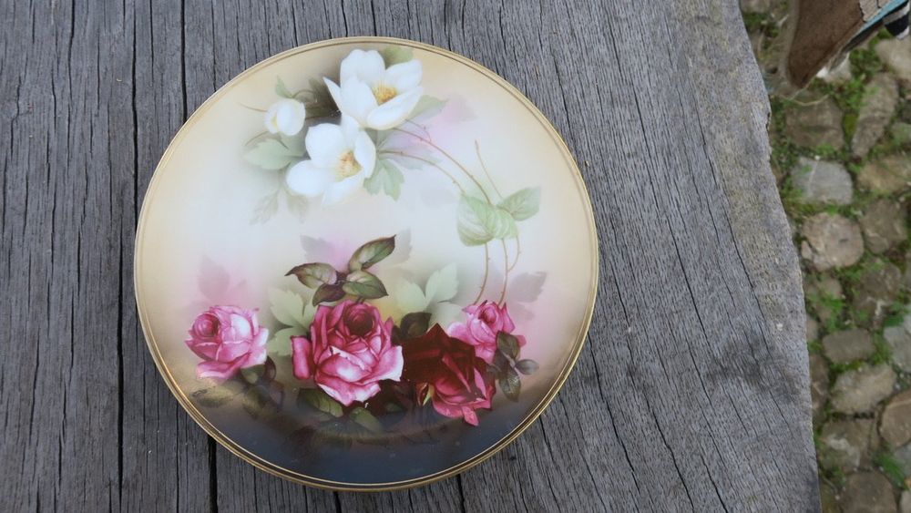 Schöner Porzellanteller, Rosen-Dekor, Goldrand, Vintage (Gebraucht) in ...