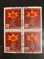 Schweiz 1947 4er-Block PJ 20+10 Rp Feuerlilie 22.12.47 U'ib.
