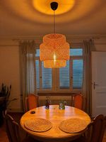 IKEA Sinnerlig Hängelampe Bambus, Boho, inkl. Vintage-Birne