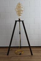 Stehlampe Dreibein Holz dunkel mit LED Leuchtmittel neu