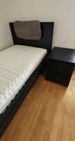 MALM Bett 90x200 inkl. Lattenrost, Matratze & Nachttisch