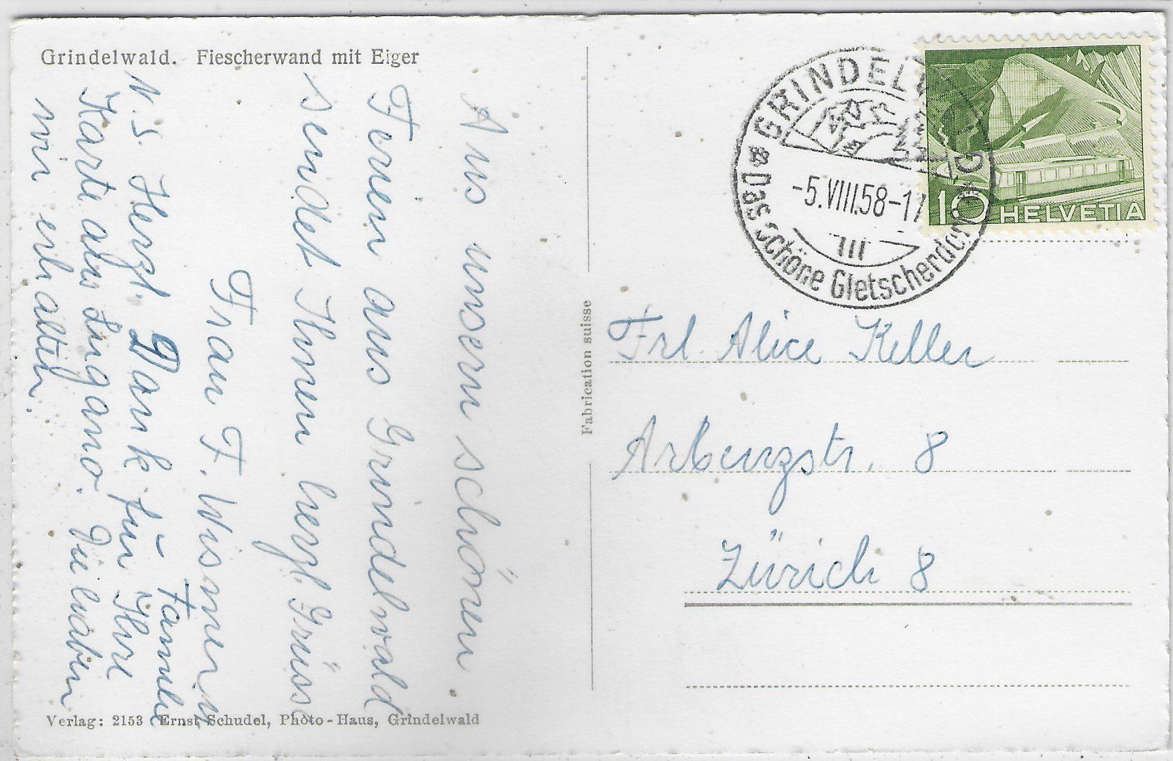 Cartoline postali: Grindelwald - Fiescherwand mit Eiger – Usato da Ettingen venduto da Kartenplanet 1