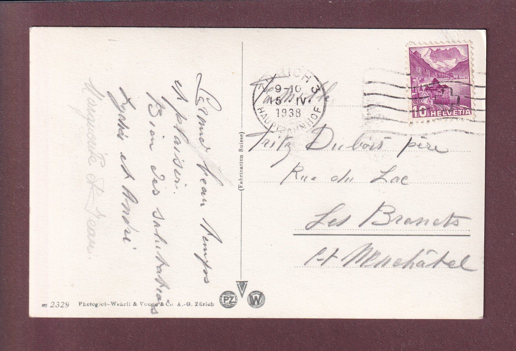 Cartoline postali: ZÜRICH - Löwe - 1938 – Usato da Pully venduto da nicecards 1