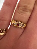 Goldring mit Rubinen und Diamanten, Vintage Schmuck