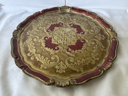Antikes Vintage Tablett Holz Serviertablett 33cm 