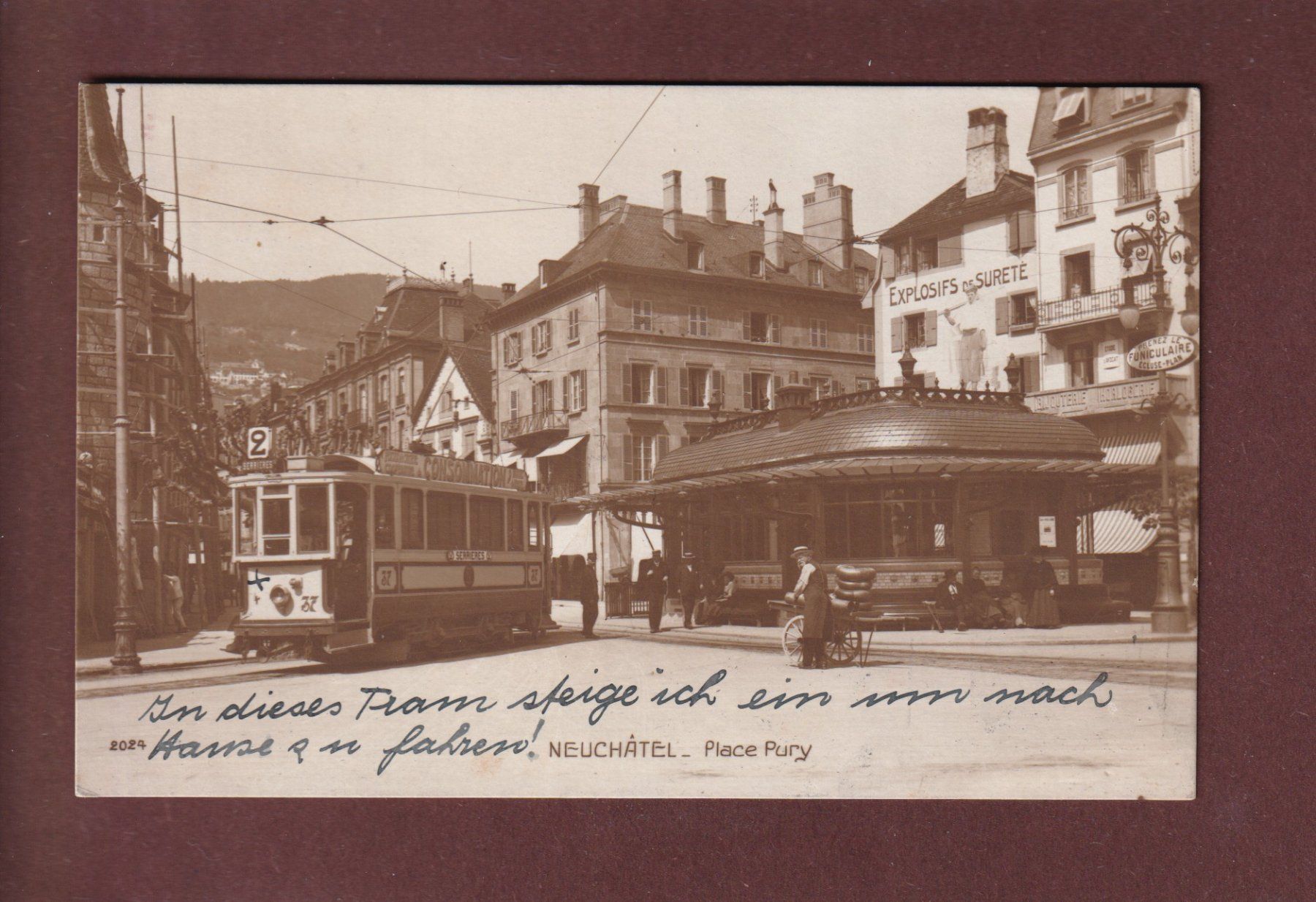 Ansichtskarten: NEUCHÂTEL - Place Pury - Tram - 1919 – Gebraucht aus Pully von nicecards