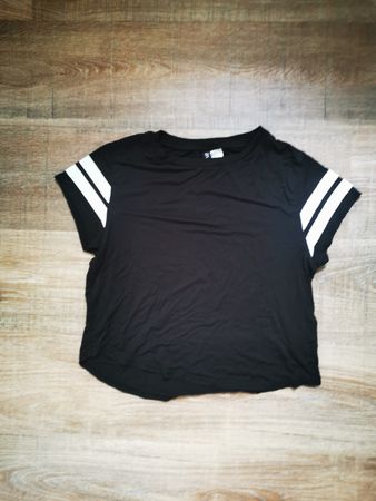 H&M Divided T-Shirt, Schwarz mit Streifen, Gr. S/36/38 Top!