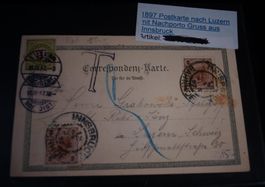 Alte Ansichtskarte Innsbruck nach Luzern, Schweiz 1897