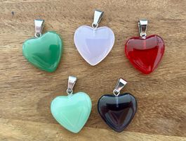 Charms / Anhänger Herzen Glas, 5 Stück