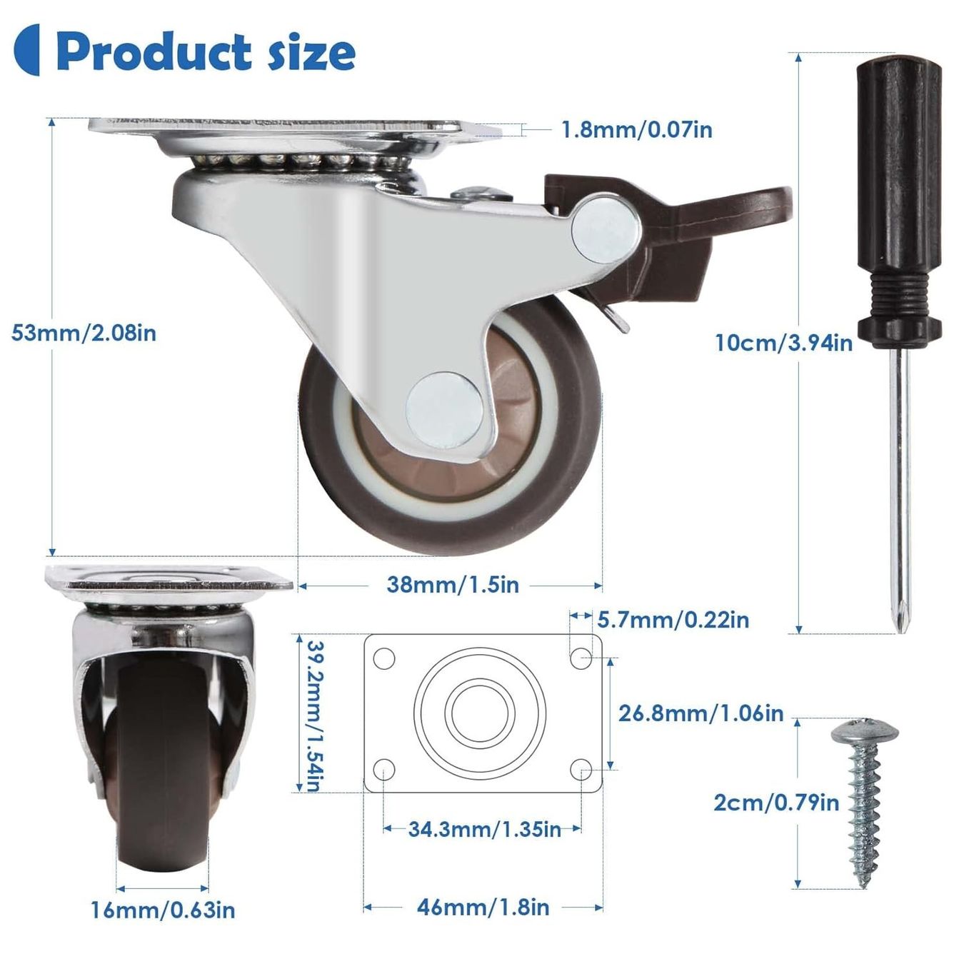 Altro per stoccaggio & trasporto: Möbelrollen Gummi 38mm mit 4 Bremse, 4 stk – Nuovo e nell'imballaggio originale da Nuglar venduto da SaleRitter 3