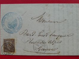 1875, 30: blauer TRIBUNAL-Stempel, BRIEF: GENF +illustriert