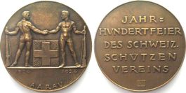 AARAU EIDGENÖSSISCHES SCHÜTZENFEST 1924 Bronze v. Hans Frei