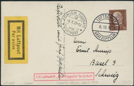 1929 - Zeppelin - Schweiz Fahrt - Abwurf Zürich