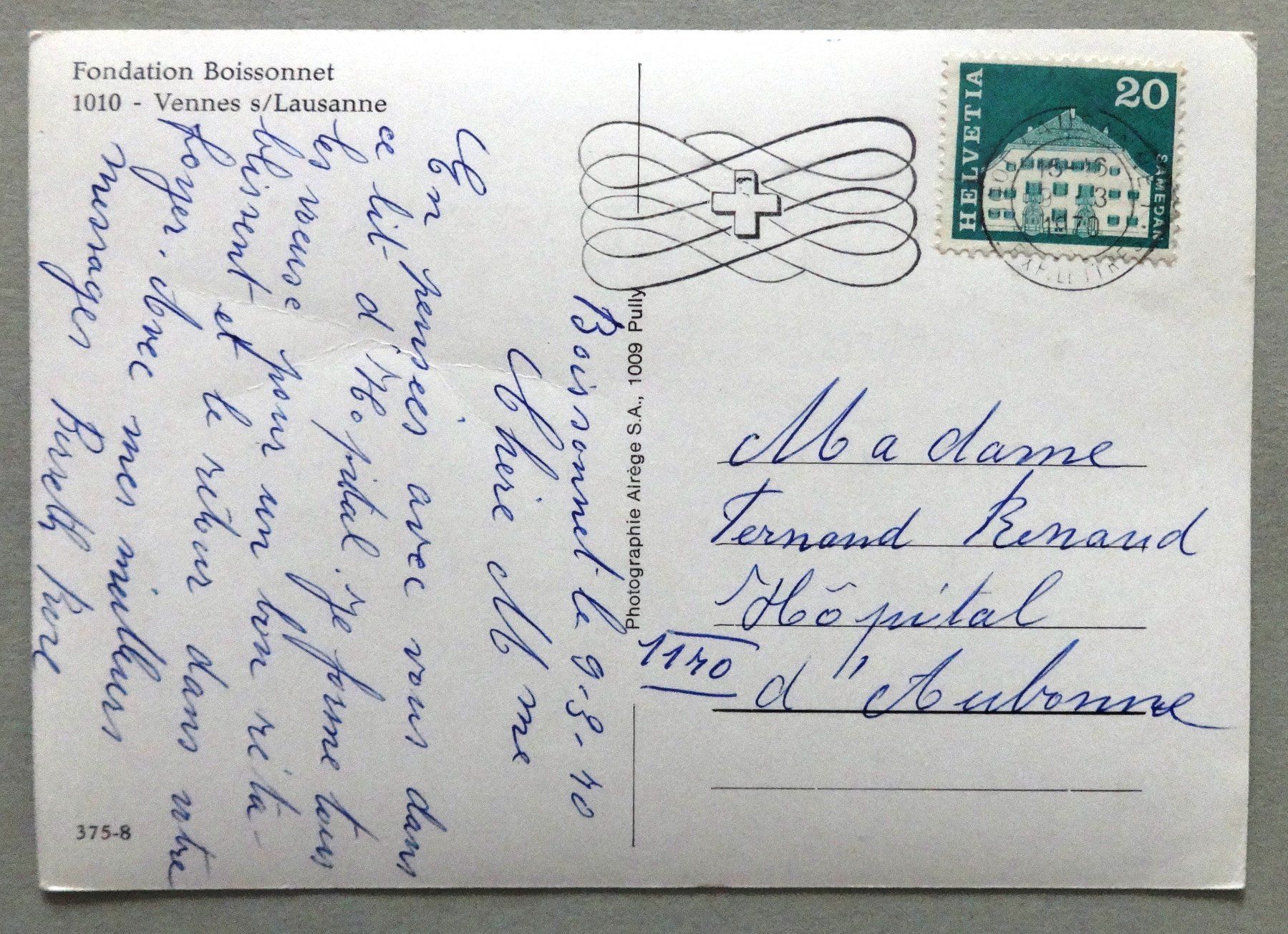 Cartoline postali: Fondation Boissonnet, Vennes s/Lausanne – Difettoso da Fétigny venduto da Billy2miny 1