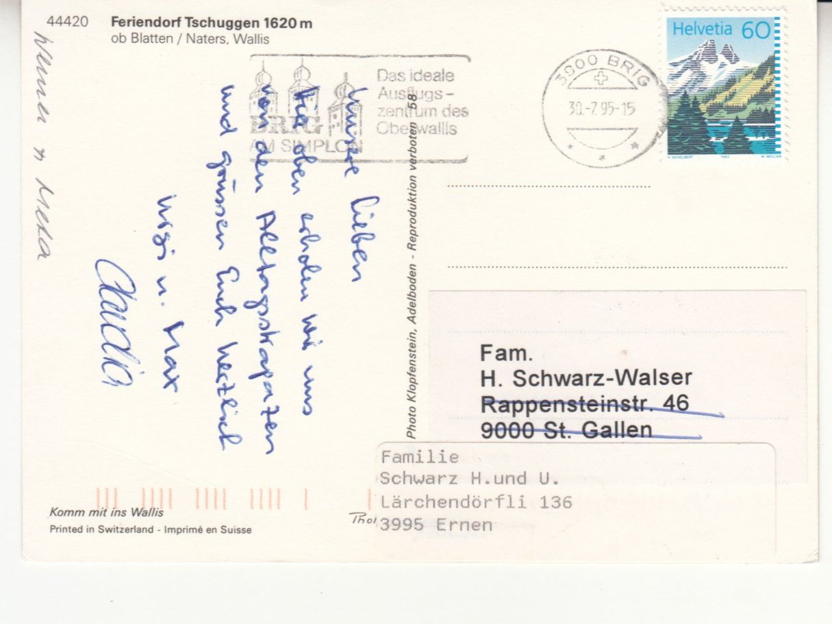 Ansichtskarten: Tschuggen 1995 – Gebraucht aus Bürglen TG von StampGraf 1