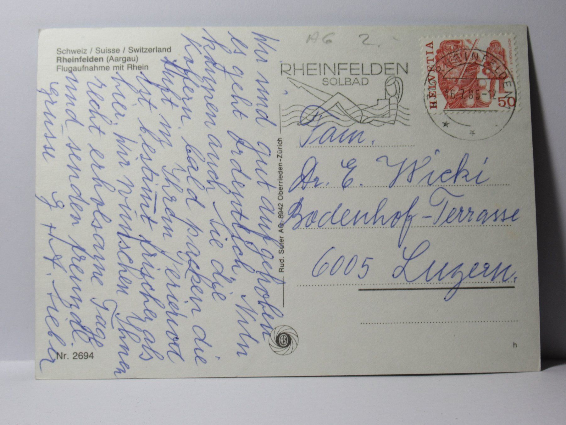 Cartoline postali: Rheinfelden  1985 – Usato da Grenchen venduto da Bluemchen1900 1