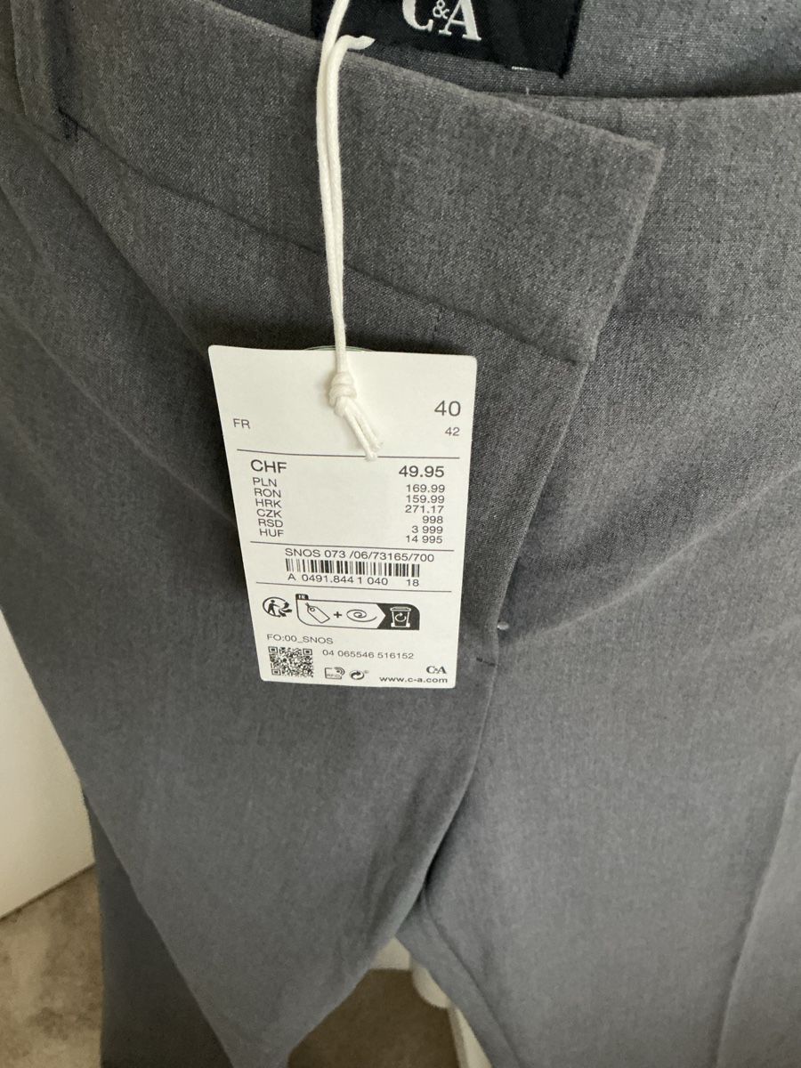 Pantaloni: Stoffhose , neu mit Etikett, Grau, Gr. 40 – Usato da Muttenz venduto da Benet01 1