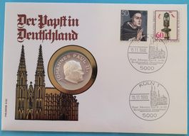 Münzbrief "DER PAPST IN DEUTSCHLAND" Silber 999/15gr 1980