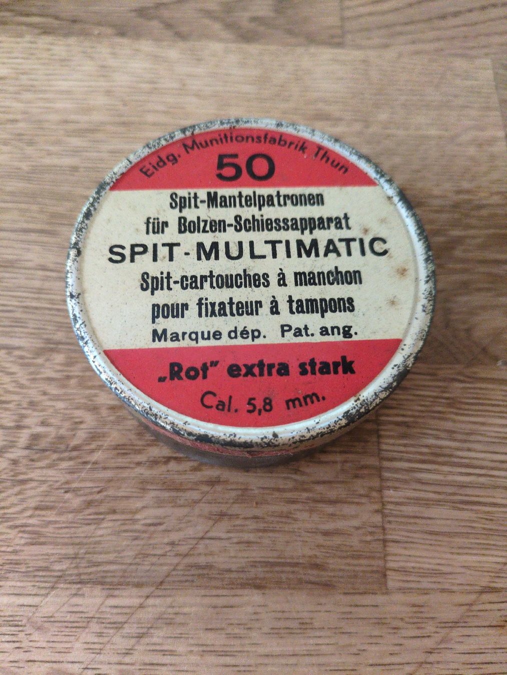 Pots: antike Blechdose Munitionsfabrik Thun SPIT-MULTIMATIC leer – D'occasion à Fankhaus (Trub) par sun_7677