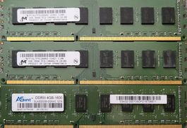 3×DDR3 RAM 4GB PC3-10600U & 4GB-1600 Verschiedene Marken.