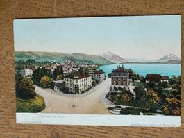 Alte PK / Zug und die Alpen - Gelaufen 1909