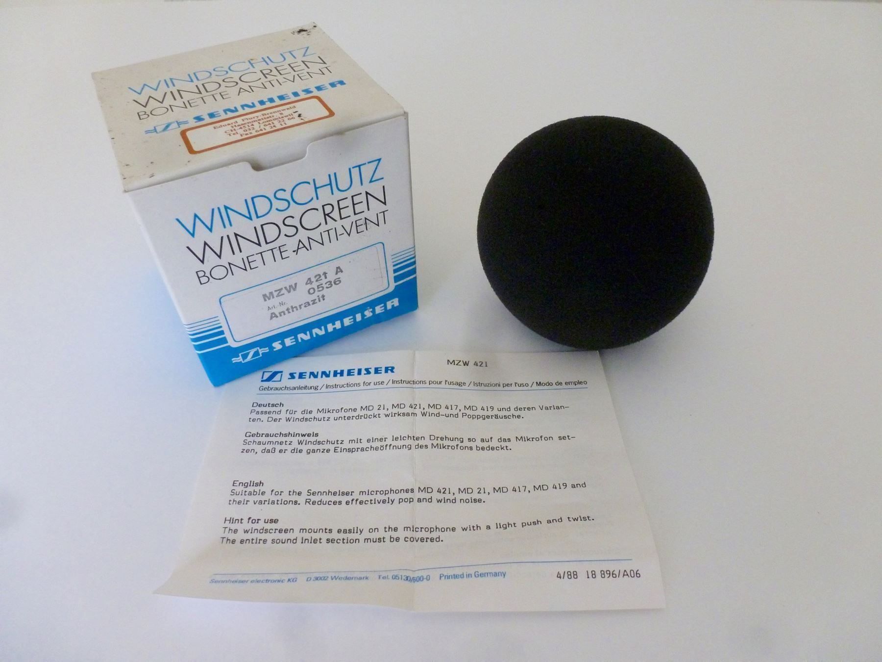 Sennheiser Mikrofone: SENNHEISER MZW 421A Popschutz antrazith – Neu und originalverpackt aus Dietikon von Ilsru