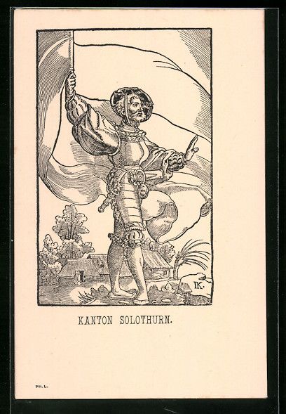 Cartoline postali: Litho Kanton Solothurn, Schweizer Soldat – Usato da Berlin venduto da bartko-reher