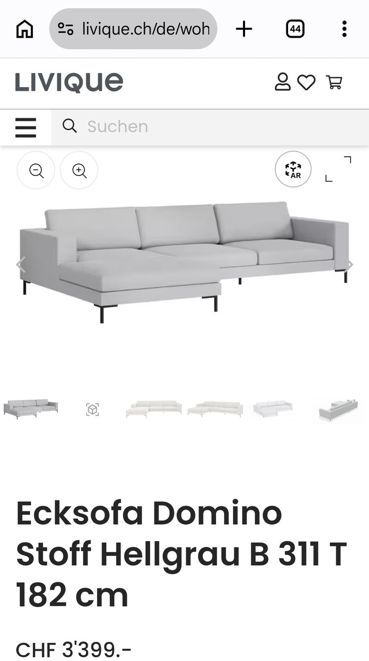 Livique Divani: Ecksofa hellgrau mit Recamiere guter Zustand – Usato da Kloten venduto da yen_gx6k 2
