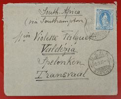 Stehende Helvetia 1907 - Brief nach Südafrika