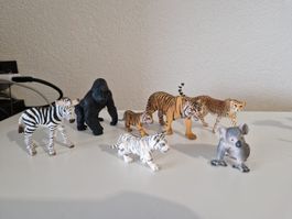 Schleich Wildtiere – Konvolut Tiger, Zebra, Gorilla & Koala