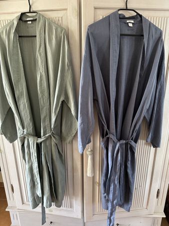 Leinenmantel / Kimono NEU rauchblau von H&M Gr. L/XL