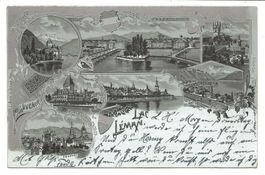 Souvenir du Lac Léman (VD/GE) 7 Bilder - tolle Litho - 1907